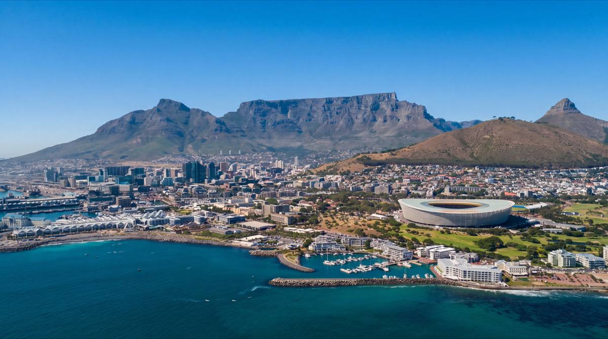 Cape Town and Table Mountain from the air