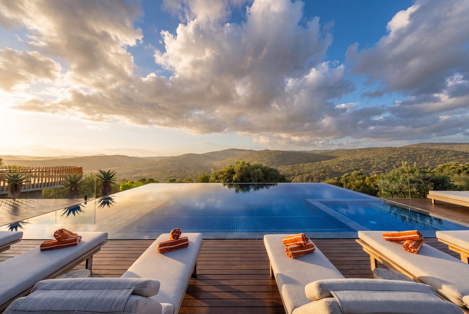 Outdoor shower and bath terrace above the reserve
